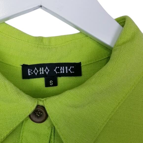 BOHO CHIC Charteuse Button-Back 3/4 Sleeve Shirt Made in USA - Size S - Picture 6 of 7